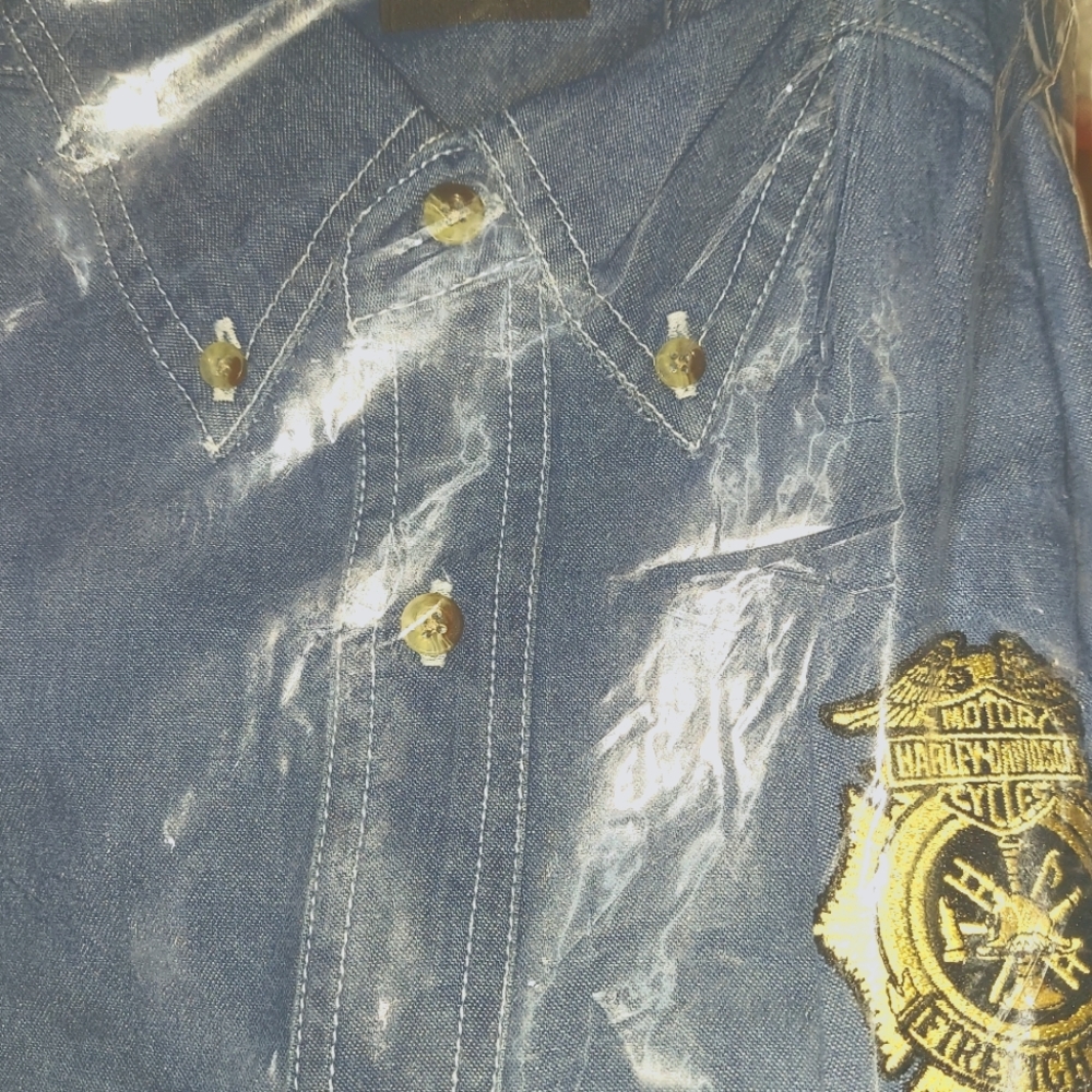 Harley-Davidson Vintage Firefighter Long Sleeve Denim Shirt